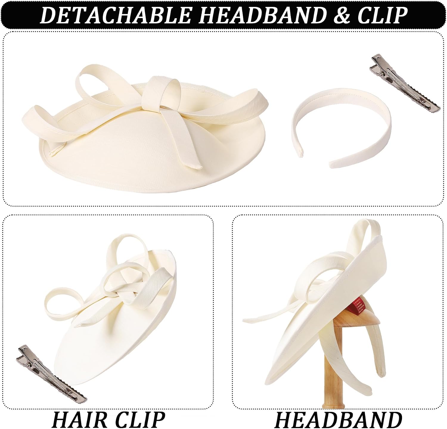 Pillbox Fascinator Hat 1920s Vintage Style - Cocktail Tea Party Headwear for Women Girls with Headband & Hair Clip image 4
