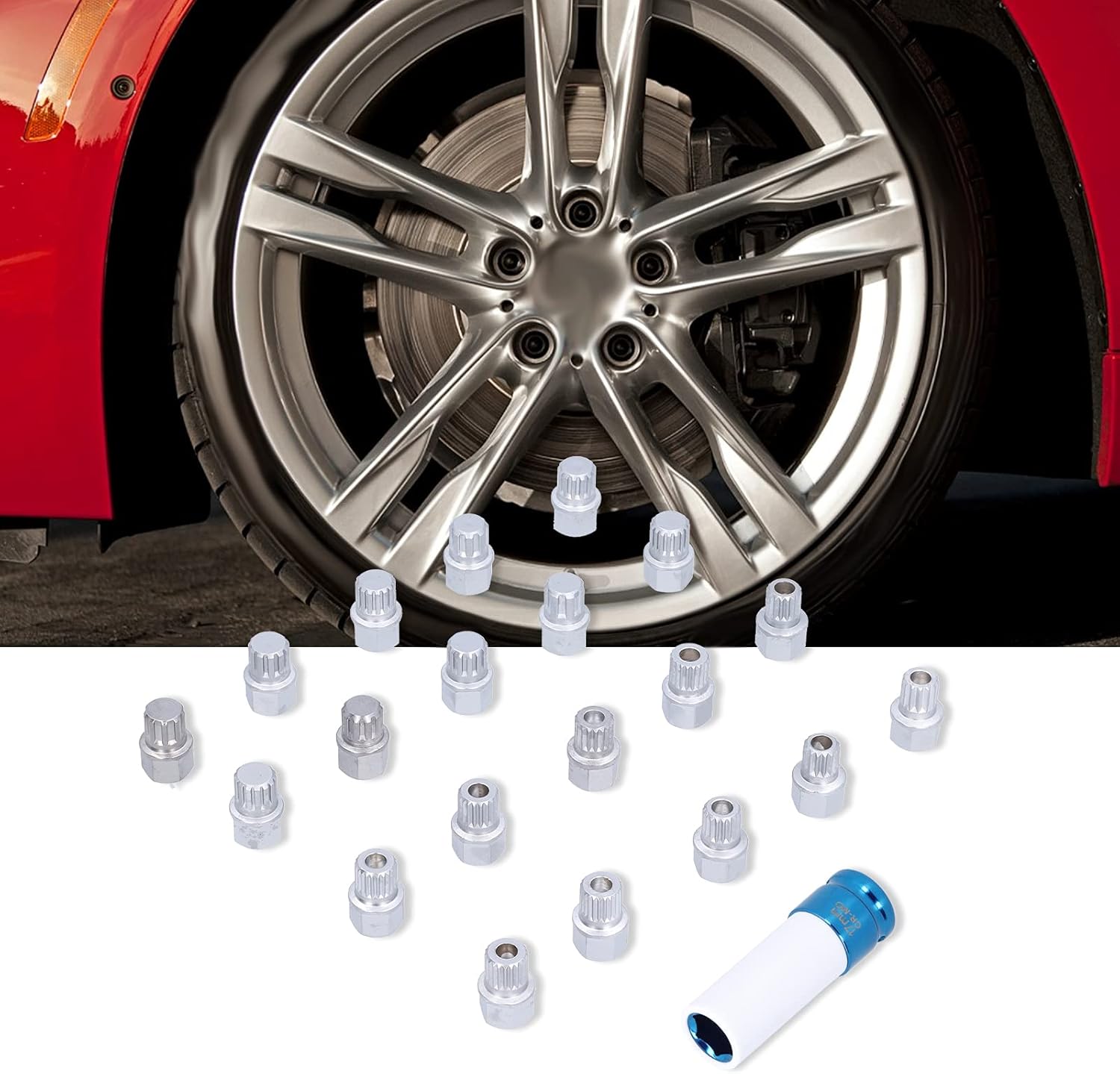 21pcs Professional Wheel Lock Lug Nuts Screw Remover Tool Set, Chrome Vanadium Steel Material, excellent for Individual or Shop Use, Easy to Operate, Comes with a Convenient