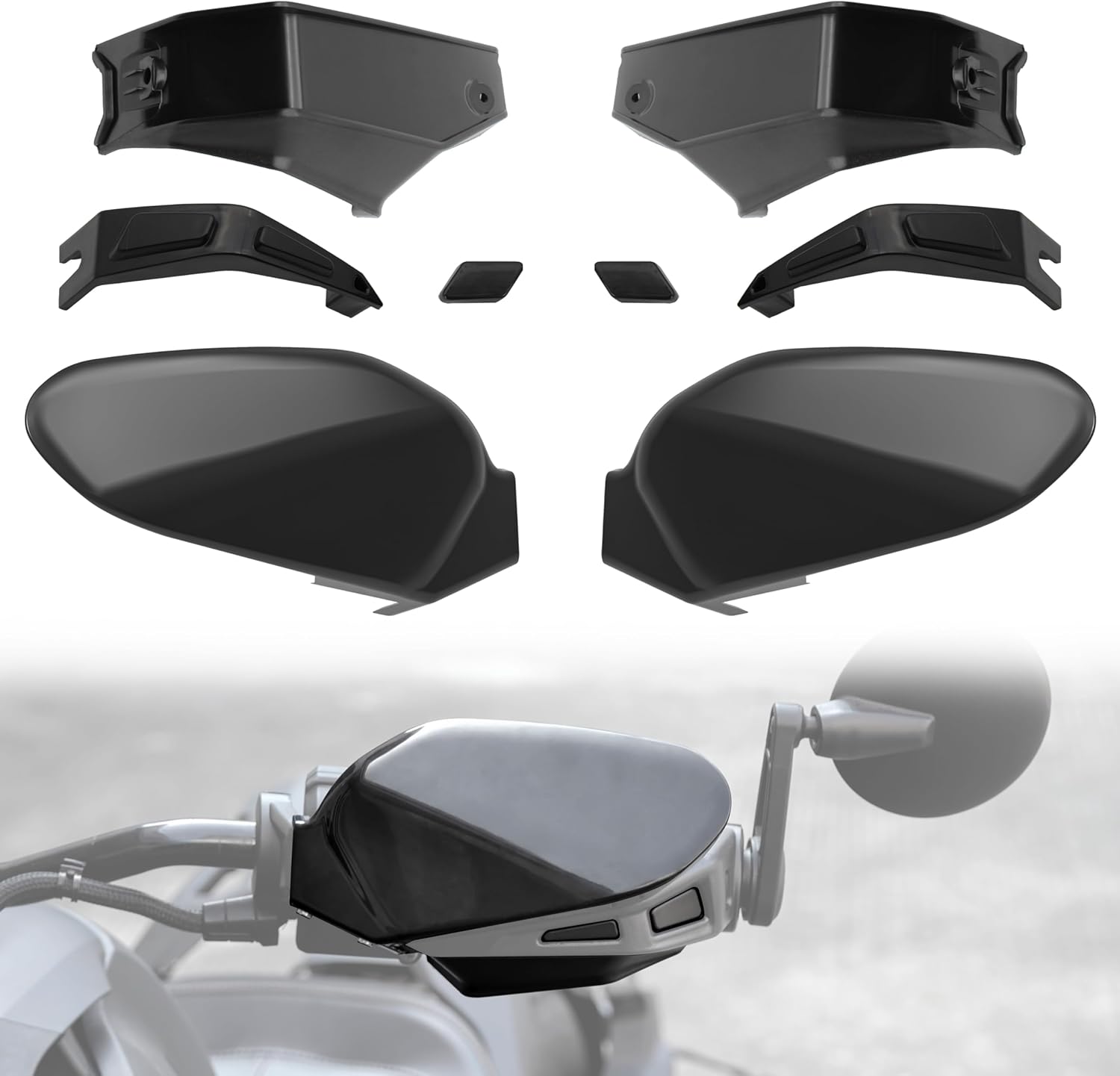 2PCS Hand Guards for Can Am Ryker, Black Plastic Handguards Protector Cover Air Deflector Kit for Can-Am Ryker 600 900 Sport Rally Edition All Models Accessories, Replace #219400894