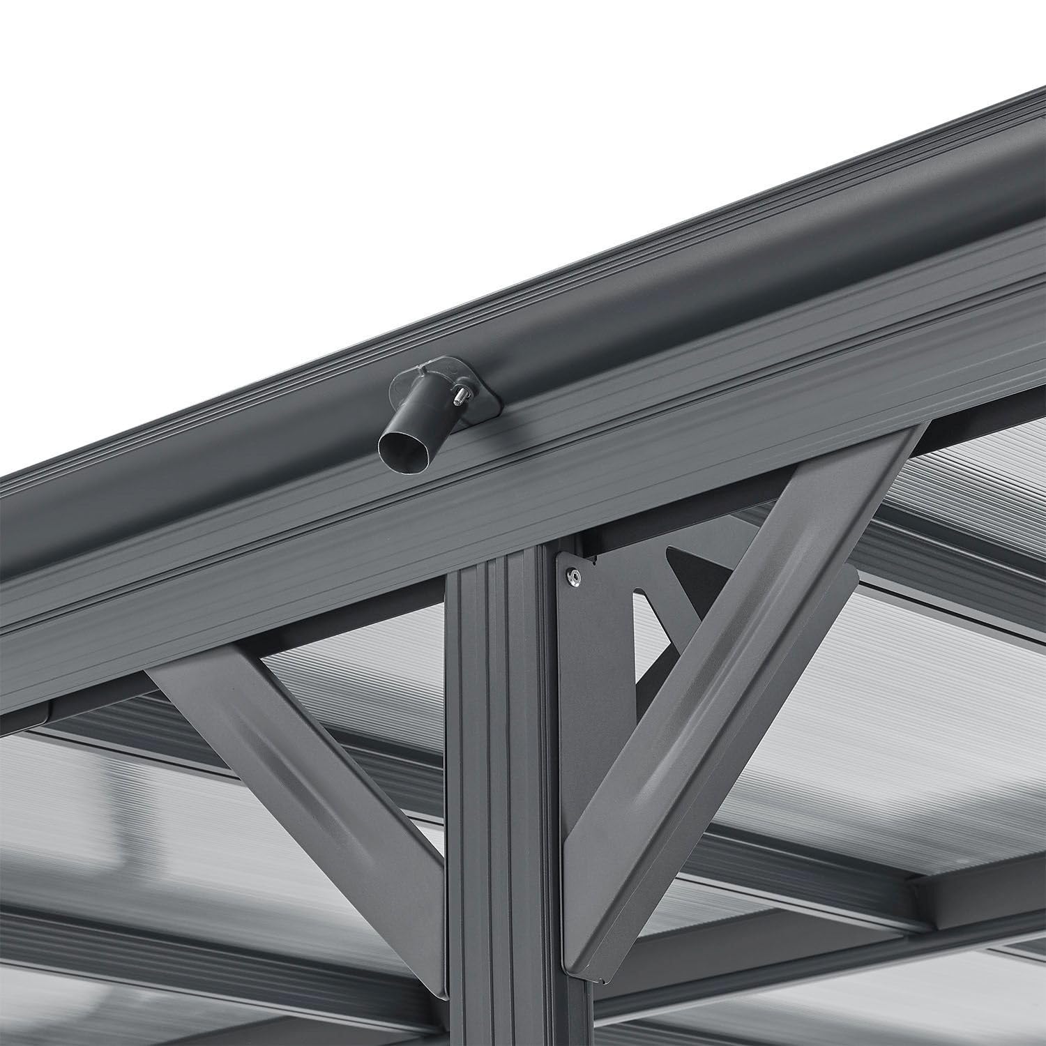 Juskys Carport mit Flachdach 5x3 m - Überdachung aus Aluminium mit Doppelstegplatten - Unterstand für Autos - freistehende Montage - Dunkelgrau