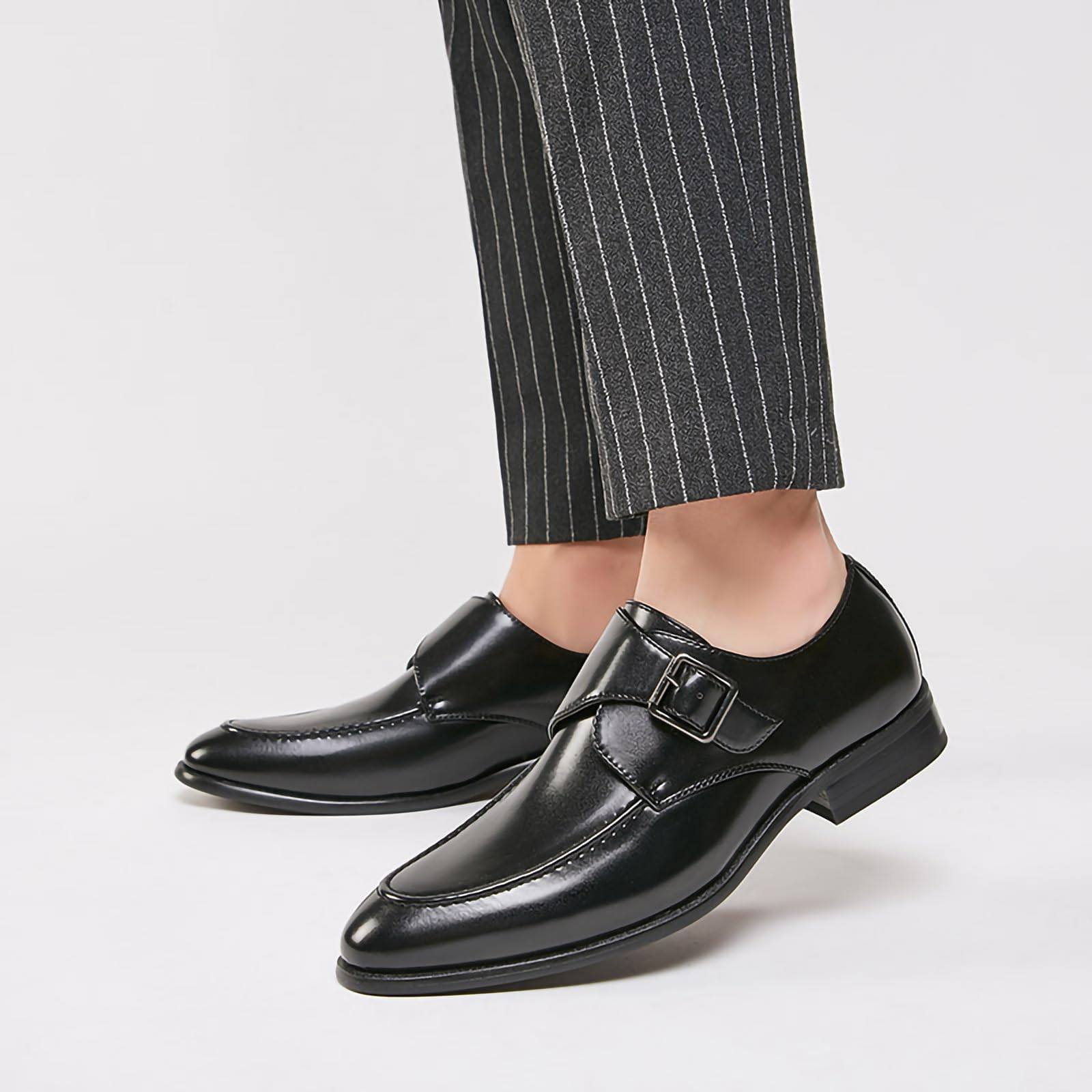 Mens Monk Strap Slip On Mocassini Casual Scarpe da Sera Elegante e Comfort Scarpe Wrok in Pelle PU Scarpe Tacco Basso Scarpe Formali per Gli Uomini