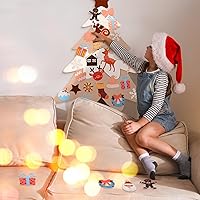 Vista 4 de Liliful Juego de 2 piezas de árbol de Navidad y muñeco de nieve de fieltro de Navidad con 40 adornos de bricolaje, árbol de Navidad de 35 pulgadas