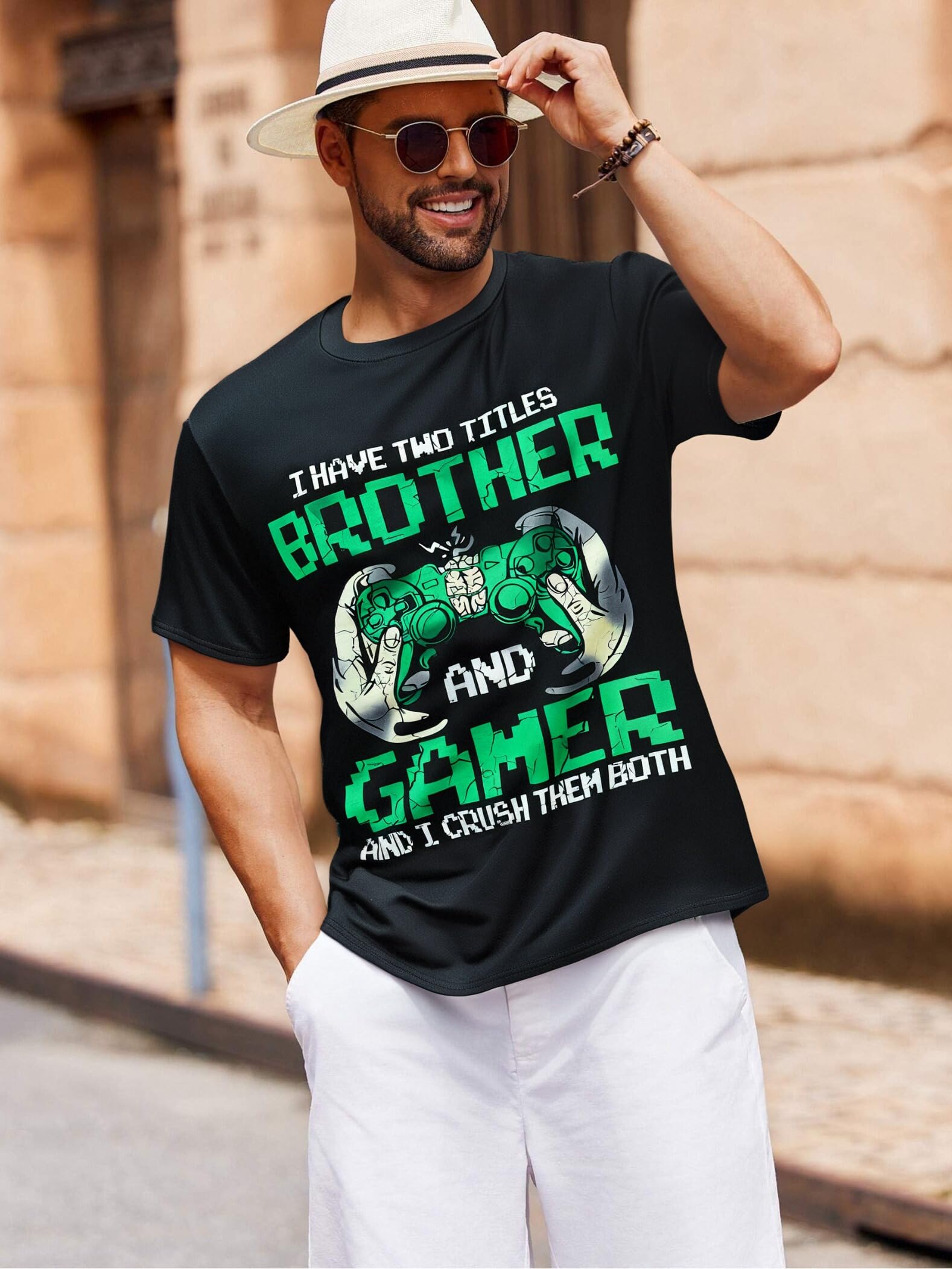 Men's Abstract Graphic Crew Neck T Shirt Casual Short Sleeve Vintage T Shirt, Black Green, XL