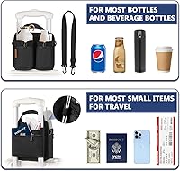 Vista 2 de Luggage Cup Holder, Travel Drink Holder Bag with Shoulder Strap, Luggage Cup Caddy with Zipper Pocket, Suitable for Most Suitcase Handles Can Hold