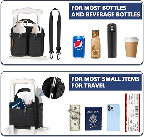Miniatura 2 de Luggage Cup Holder, Travel Drink Holder Bag with Shoulder Strap, Luggage Cup Caddy with Zipper Pocket, Suitable for Most Suitcase Handles Can Hold