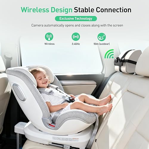 Miniatura 2 de Monitor inalámbrico de cámara de automóvil para bebé, pantalla de 4.3 pulgadas con cámaras de asiento de automóvil orientadas hacia atrás, visión