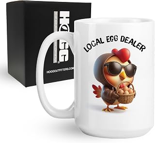 Local Egg Dealer, Chicken Coffee Mug, Chicken Mug, Gifts for Farmers, Farmer Gifts, Farm Accessories, 15oz Ceramic Novelty Coffee Cup, Funny White Elephant Cup, Farm Lover Birthday