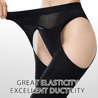 MANZI Suspender Tights for Women Opaque Garter Belt 60D Suspender Pantyhose Sheer Thigh High Stockings
