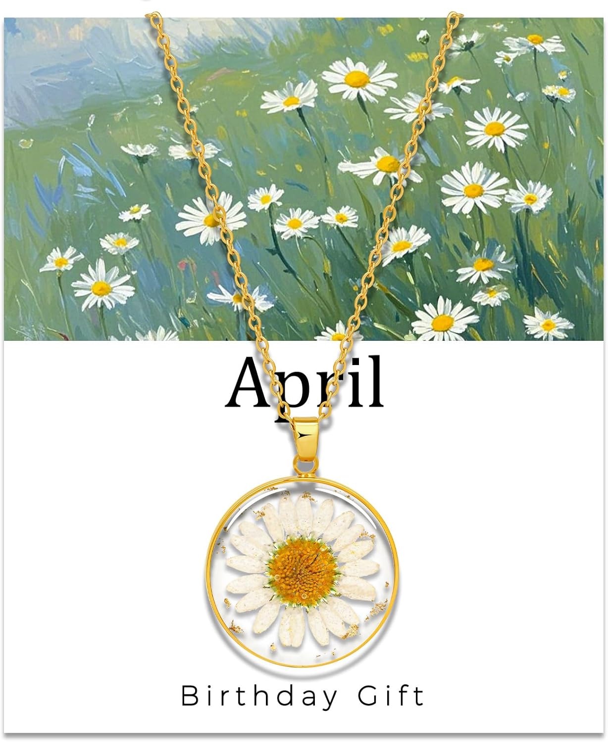 GolbalJew Birth Flower Necklace Handmade Month Floral Pendant Necklaces for Women - Real Pressed Flower Charm Jewelry, Personalized Birthday Gift