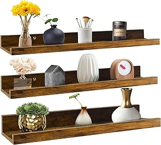 Sponsored Ad - Giftgarden 24 Inch Floating Shelves Wall Mounted Set of 3, Rustic Large Wall Shelves Picture Ledge Shelf fo...