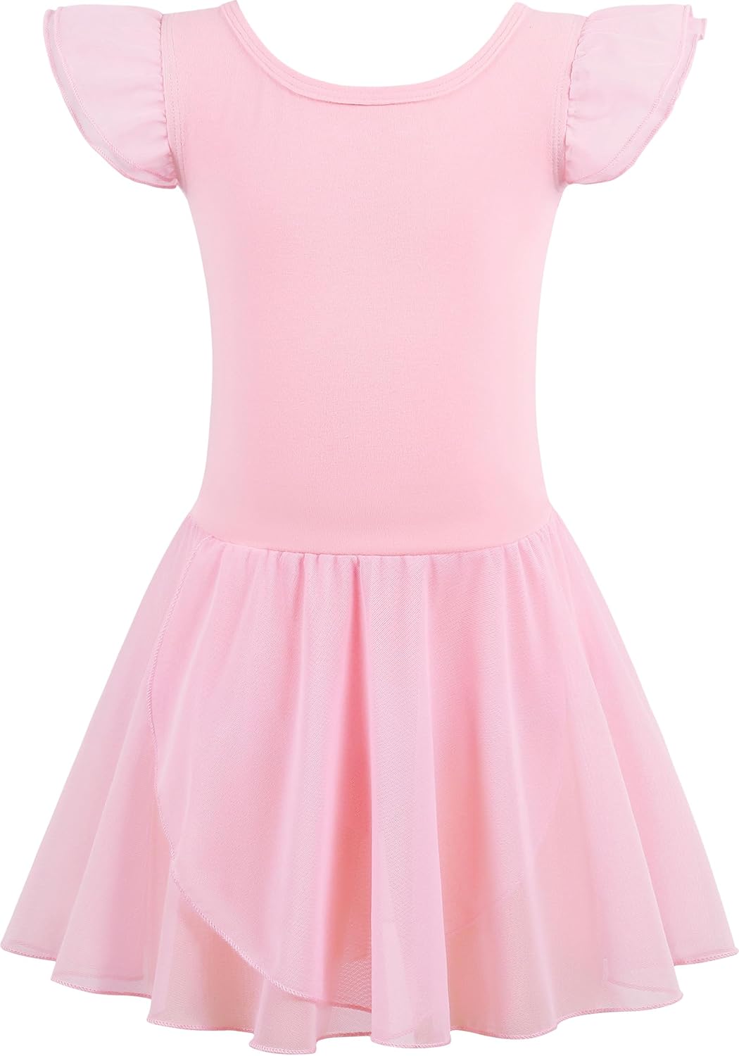 MdnMd Girls Dance Ballet Leotards Dresses for Toddler Ballerina Outfit Skirt Hollow Knot Back Flutter Sleeve