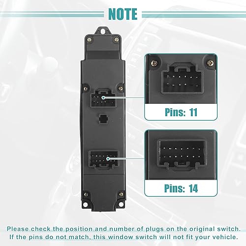 Miniatura 6 de ACROPIX Interruptor de elevalunas eléctrico delantero izquierdo del lado del conductor para Mazda 2 M2 2007-2013 No.DF7466350B - Paquete de 1 negro
