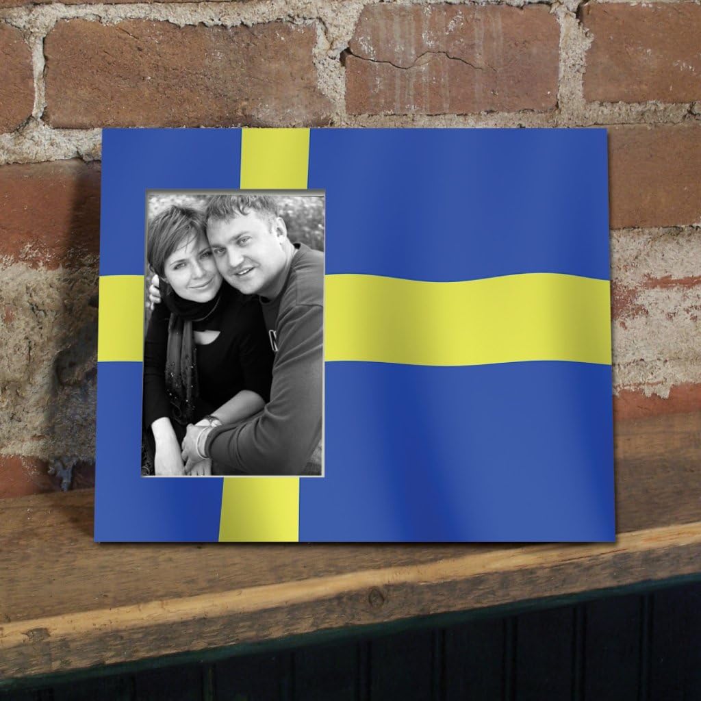 VictoryStore Gift Frame - Swedish Flag Picture Frame - Holds 4 inches X 6 inches Picture