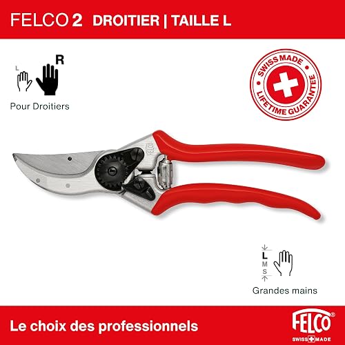 FELCO 2 sécateur droitier grandes mains pour jardin et vigne, coupe 25 mm - 5