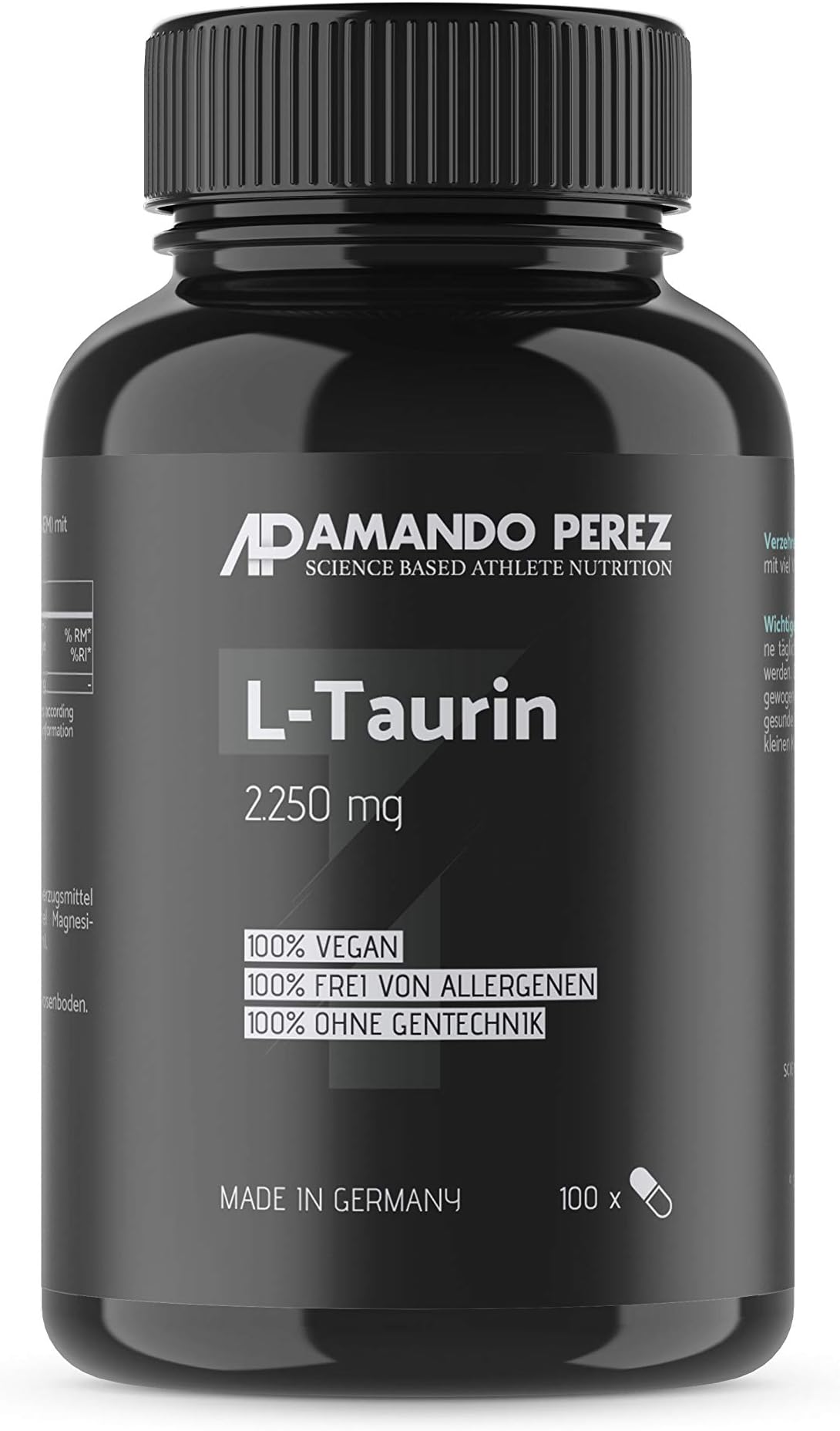 L Taurine – 2250 mg Per Serving – 100 Capsules – Highly Concentrated L Taurine Formula