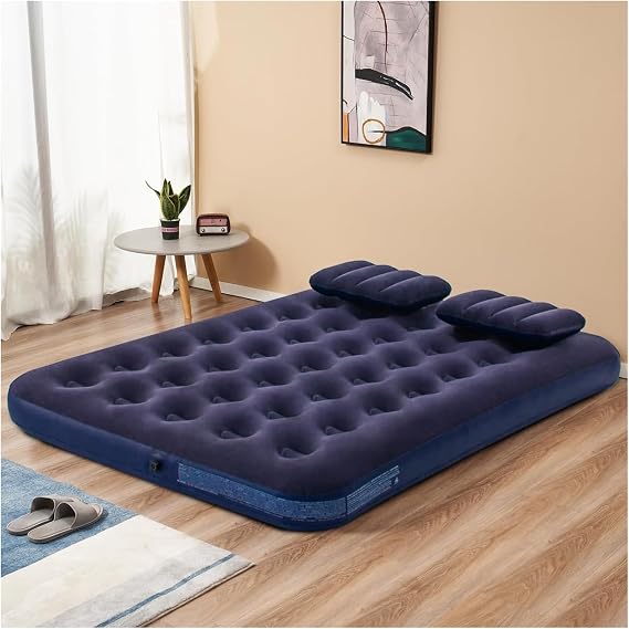 Padded Inflatable Bed - Double Design, Inflatable Pump Gift, Orthopedic Padded, Easy Installation, Lightweight and Easy to Carry, Durable Double Inflatable Bed Sleeping Mat for Camping Home Office