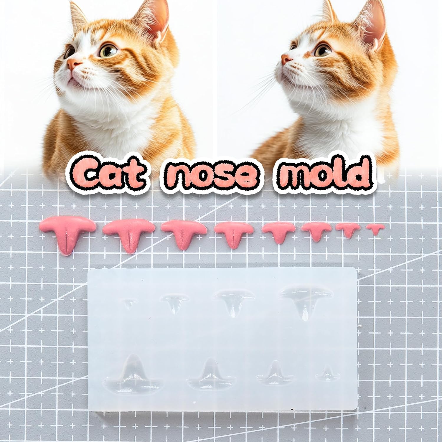 Nuvretk 8 Cute Silicone Molds for Needle Felting - Cat Nose Shapes for Stuffed Animals, DIY Crafts, and Accessories (T-Shaped)