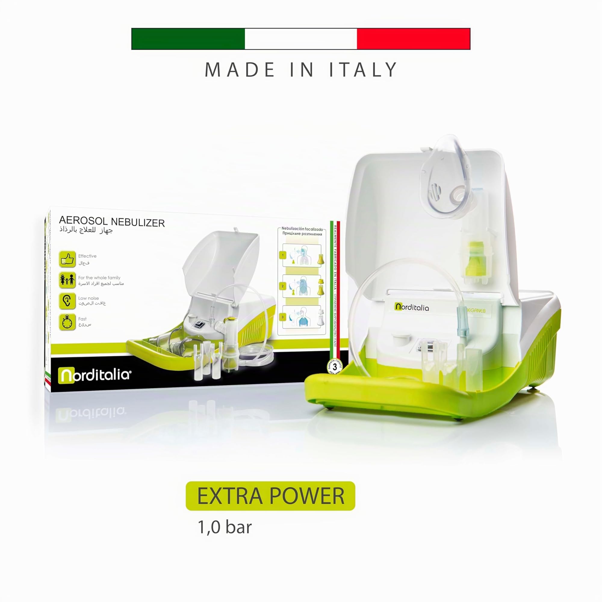 NORDITALIA, Meganeb Plus, Aerosol Silenzioso e Professionale, Made in Italy | Potente e Tripla Terapia