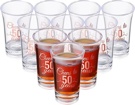 48 Pack Shot Glasses Bulk 1.4oz Cheers to 45/50/60 Years,Rose Gold,50th