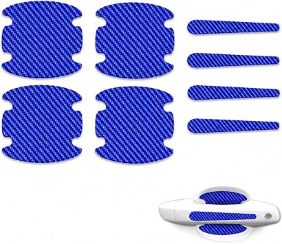 8 Pcs Carbon Fibre Car Door Handle Scratch Protectors & Bowl Stickers