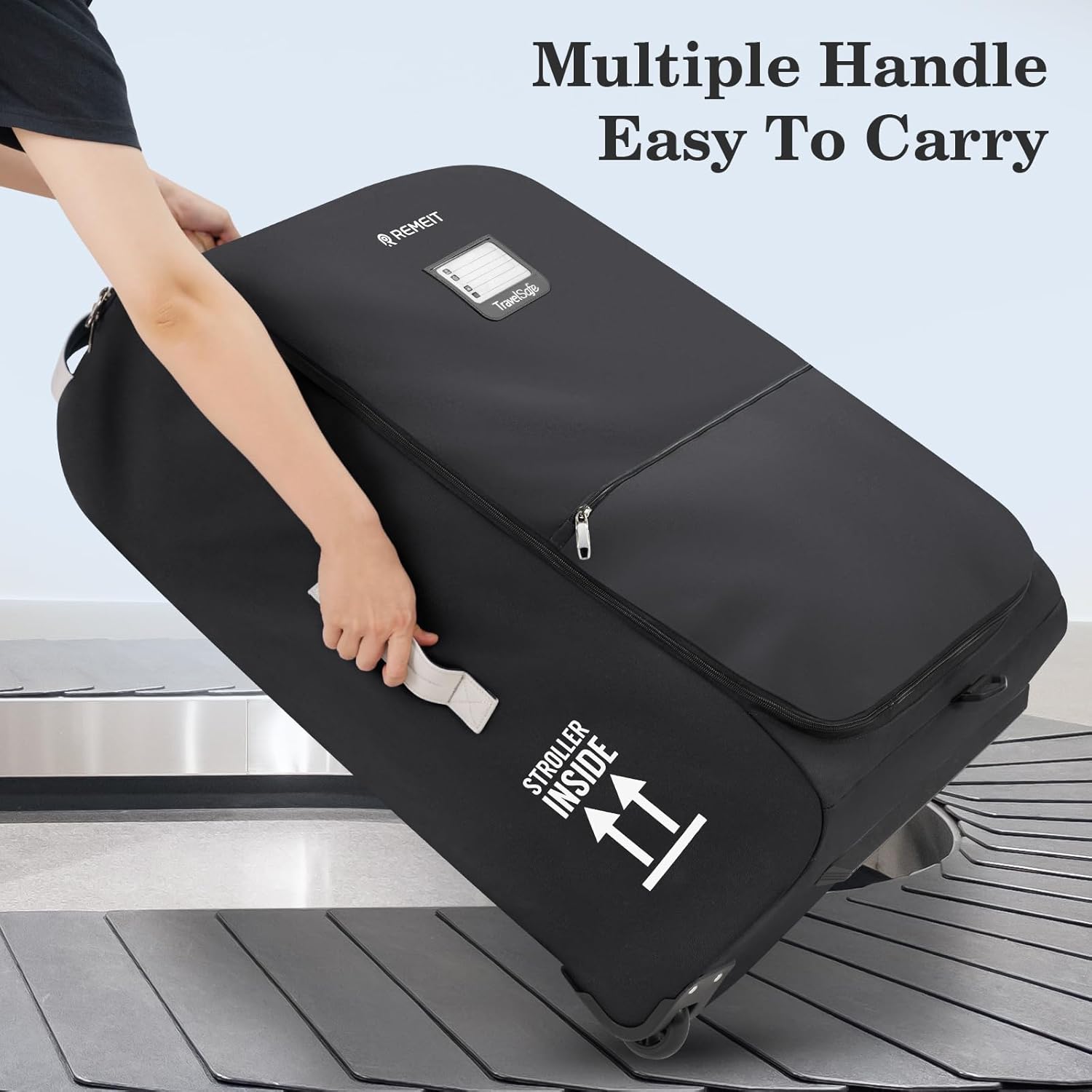 Stroller Bag, Stroller Travel Bag for Airplane Compatible with UPPAbaby Vista V1 V2 V3, Cruz V1 V2 V3, Rolling Wheel Bag with Storage Pocket,Multiple Handles,Luggage Tag for Flight Travel,Black
