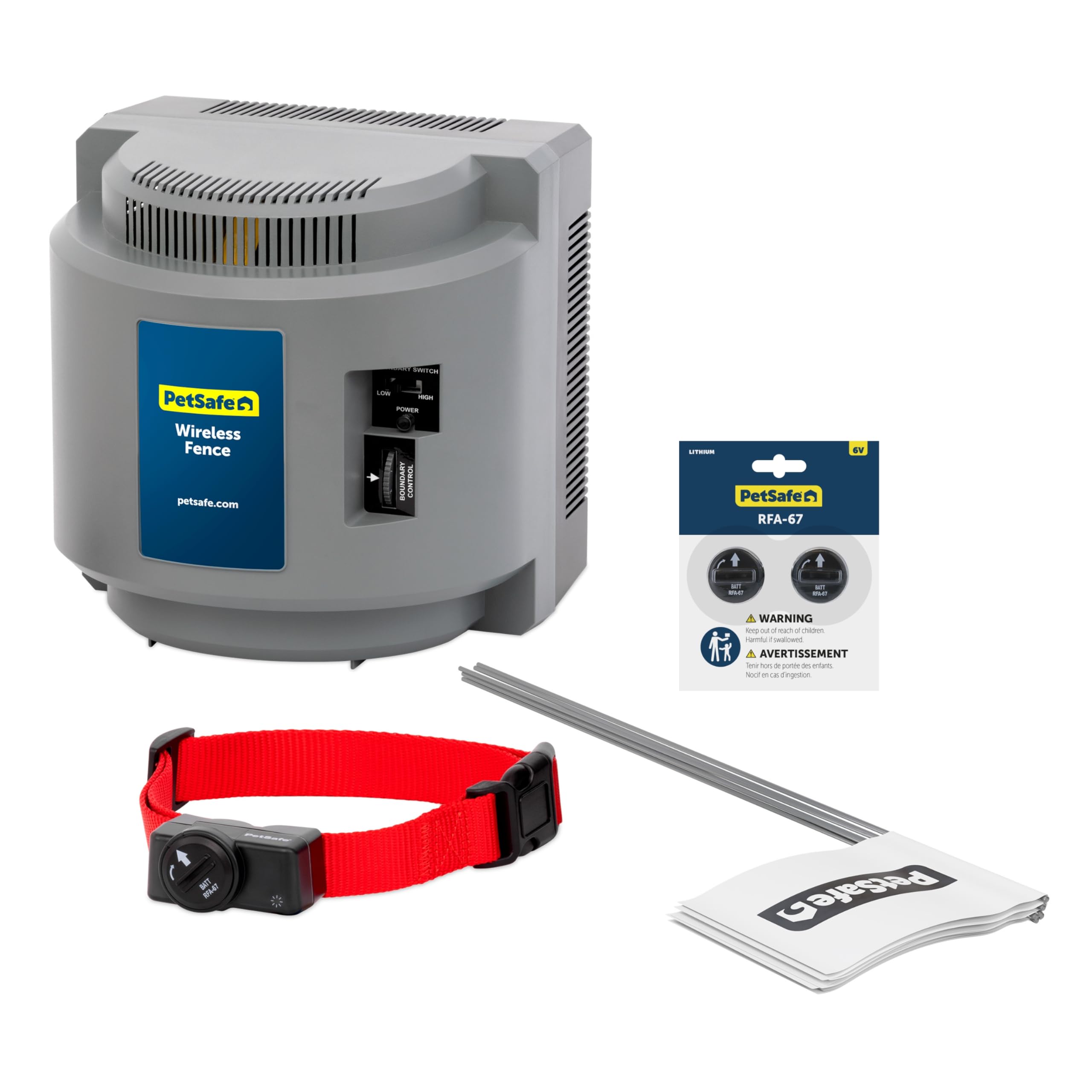 PetSafe Wireless Pet Containment System with 2 Replacement Collar Batteries - Wireless Electric Fence for Dogs - from Parent Company of Invisible