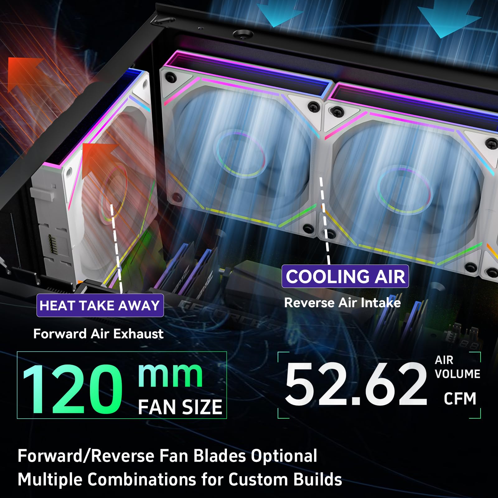 FB120 - Ventole di raffreddamento ARGB PC da 120 mm, design a specchio infinito, colori e telecomando da 16,8 m, controllo della velocità PWM, flusso d'aria elevato, giunzione/catena a