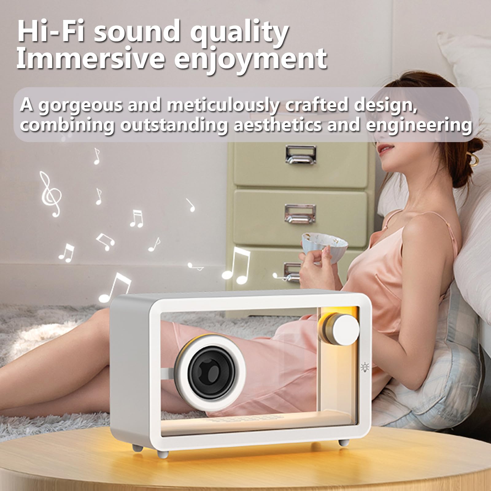 Enceinte Bluetooth Portable Et Transparente, Compatible Bluetooth Et AUX, 7 Couleurs D'éclairage, 5 Modes D'écoute, 8 H D'autonomie, Idéale pour Les Fêtes en Intérieur, en Extérieur