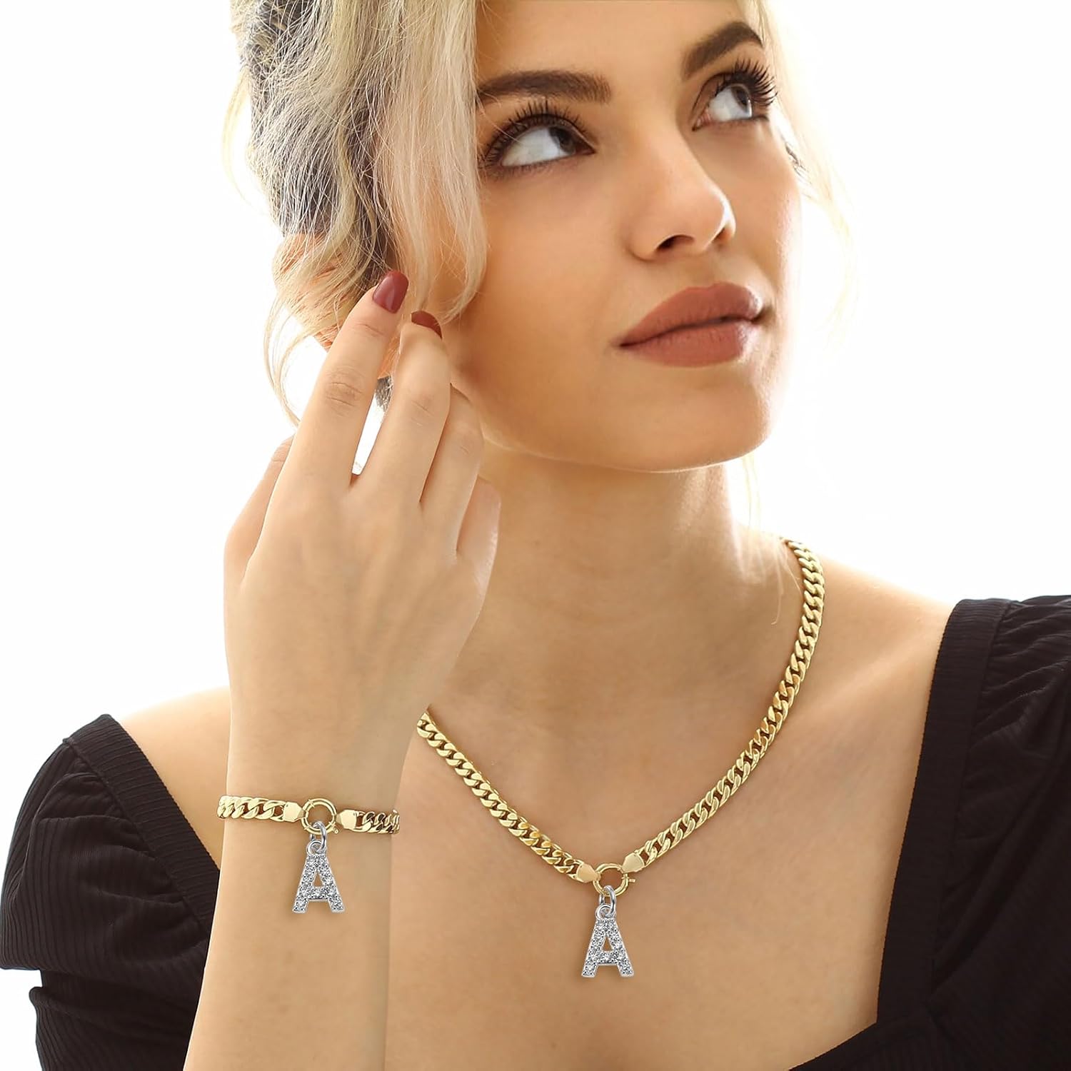 uxcell Rhinestone Letter Charm, 10pcs Crystal Zirconia Copper Alphabet C Pendants Slider Letter Charm for Wristbands Bracelets Necklace Jewelry Earring DIY Craft, Silver - Image 7