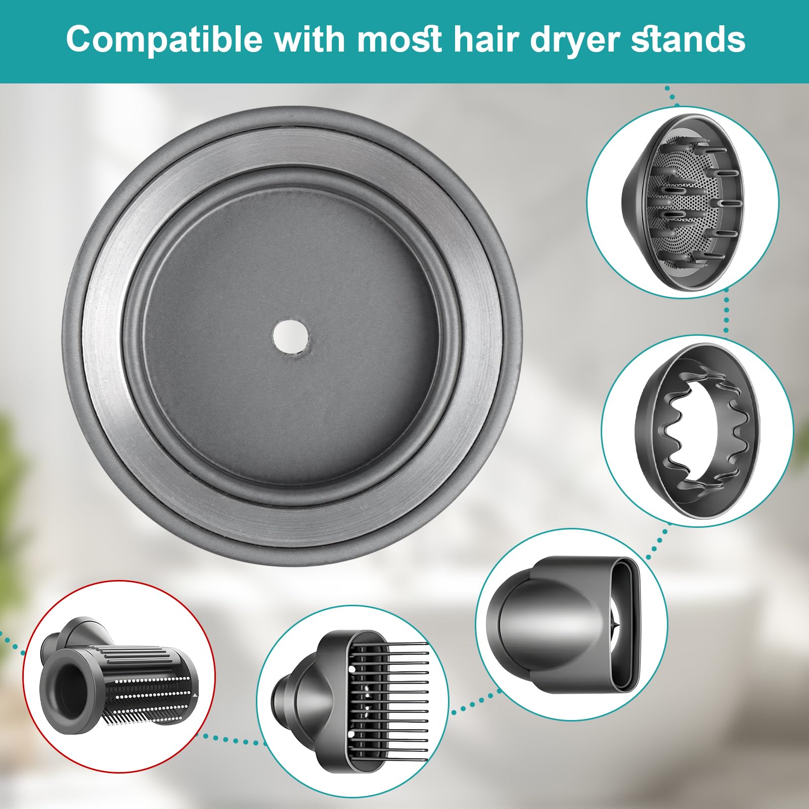 Supporto per asciugacapelli compatibile con Dyson, supporto per asciugacapelli senza foratura, compatibile con Dyson, supporto da parete compatibile con lega di alluminio Supersonic, gestione dei