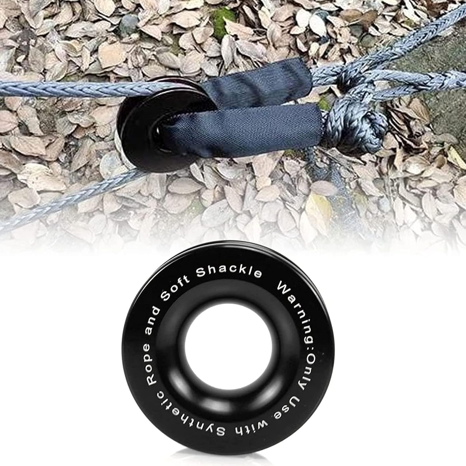 RULLINE Winch Snatch Recovery Ring Compatible with Soft Shackle ATV UTV SUV Truck Off-Road Vehicle Towing Rcovery Snatch Block (41000lbs，Black)