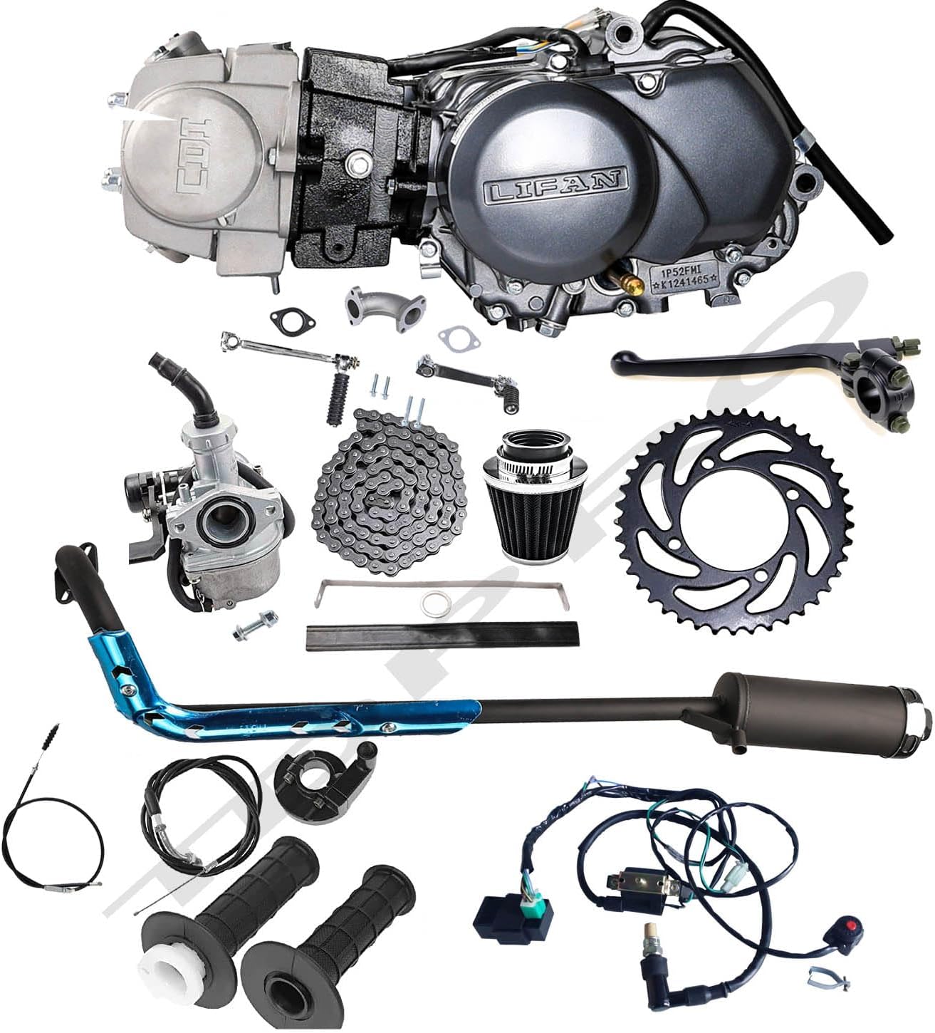 YC Yier Lifan 125cc Engine Motor Kit Manual Clutch W/Wiring