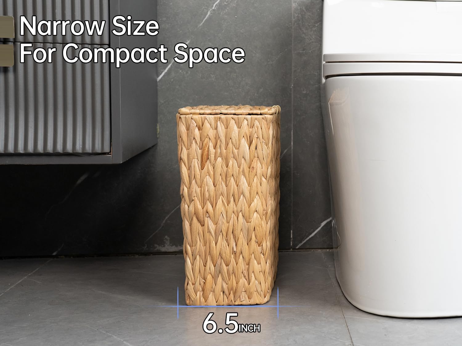 Toilet Paper Storage Basket and Wicker Trash Can with Lid