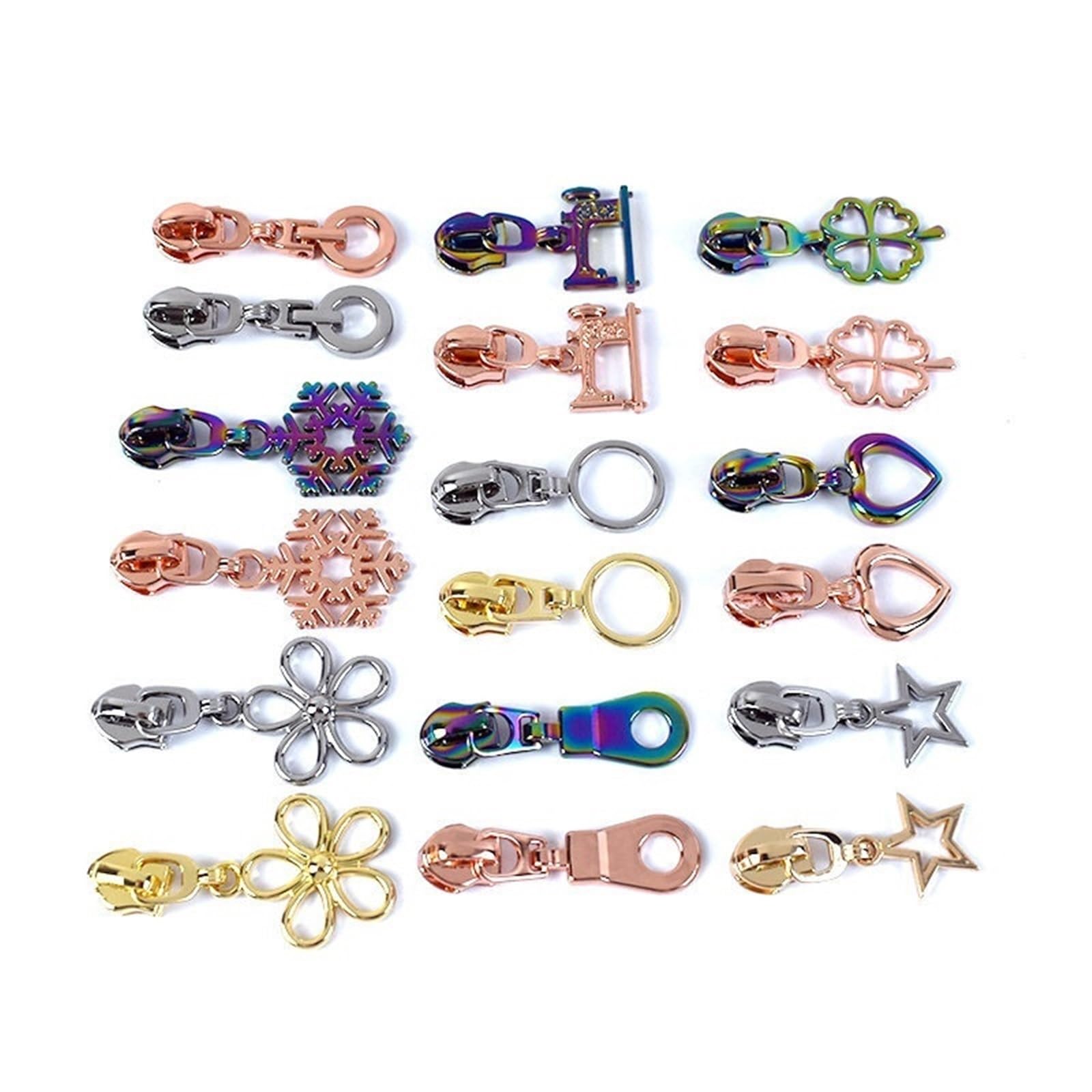 Deslizador de cremallera for cremalleras nailon, cinta for ropa, bolsas, decoración monedero, Kit reparación cabezal, herramienta sastre, accesorios costura DIY, 10-30 Uds. 5#(ZT199-Silver,30PCS_5#)