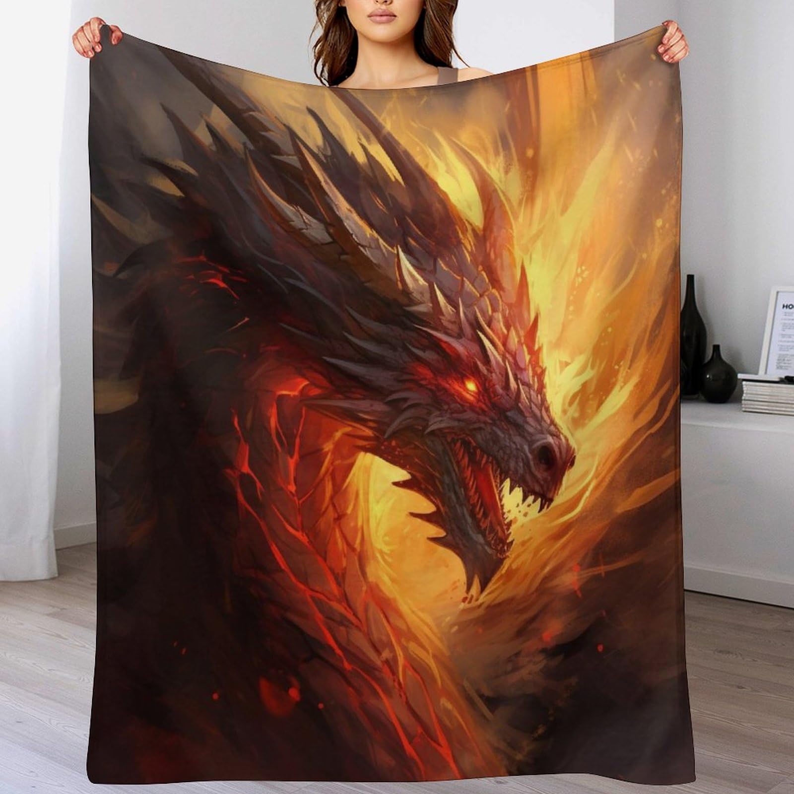 Couverture polaire dragon 130x150cm, une idée cadeau douce et réconfortante pour lit