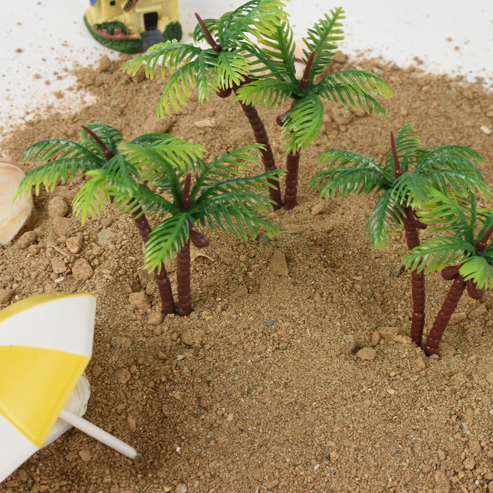 Coconut Palm Model 30PCS, Miniature Coconut Tree Plastic Artificial Tree Figure for DIY Craft Micro Landscape Cake Toppers Decor