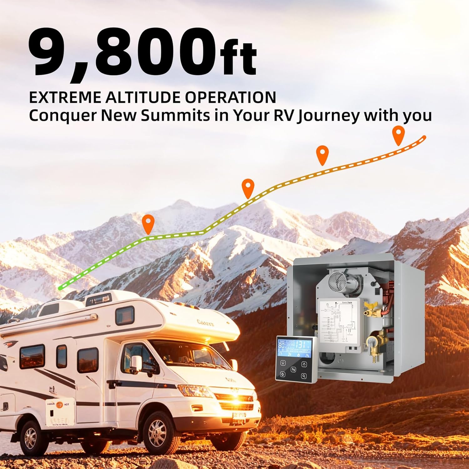 Hillhub RV Tankless Water Heater, 3.9 GPM On-Demand Instant Hot Water Heater for Motorhome Camper, 65,000 BTU Propane with Stable Temperature for Outdoor Shower & Travel Trailers