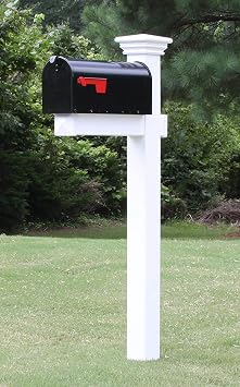 4Ever Products The Buchanan Vinyl/PVC Mailbox Post - Complete Decorative Curbside Mailbox System with Classic Traditional Style (Black)