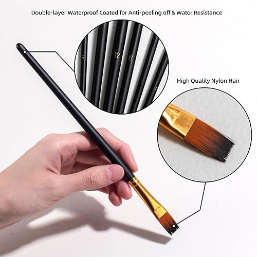 Miniatura 3 de JPNK Juego de 12 pinceles de pintura para artistas profesionales, kit de pinceles para niños, adultos, fabuloso para lienzo, acuarela y tela para