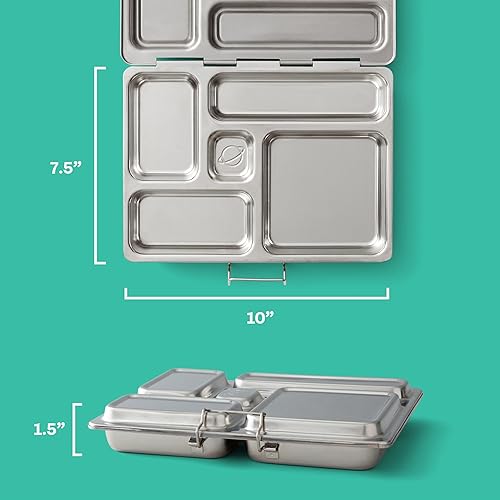 Miniatura 2 de PlanetBox Rover - Lonchera estilo Bento de acero inoxidable para niños con 5 compartimentos, Dino Dig Edition incluye bolsa de almuerzo aislada,