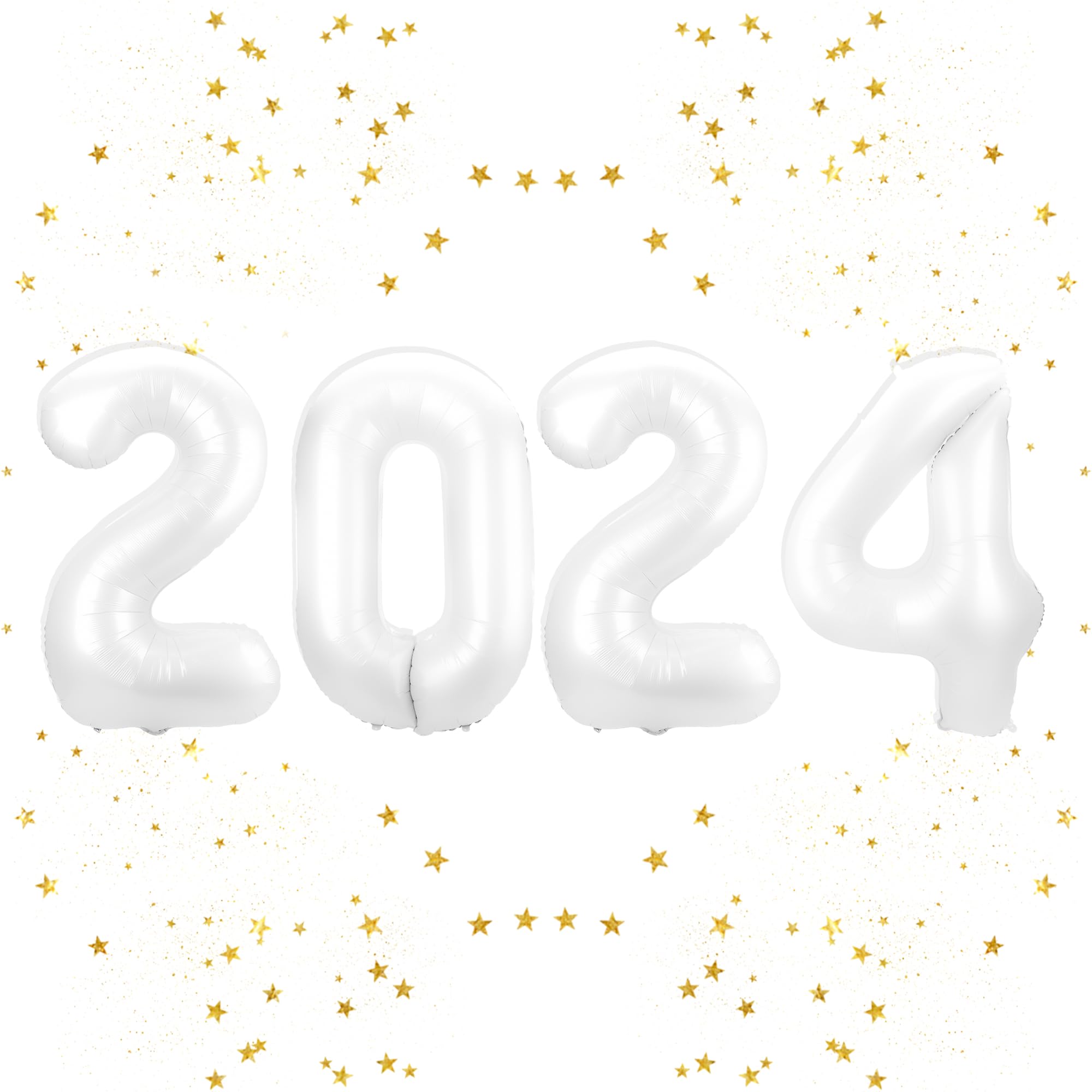 ZNHIS 2024 Balloons, 40 Inch Giant Foil Number Balloons, White 2024 Balloon Numbers, 2024 New Years Eve Party Supplies, Graduation New Years Decorations 2024 for Party
