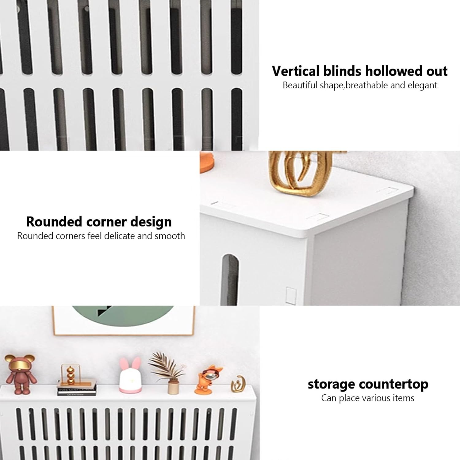 Radiator Cabinet Shelf with Storage Platform, MDF White Heater Covers for radiators, Modern Decoration Radiator Covers, Breathable Radiator Covers, steam Radiator Covers.