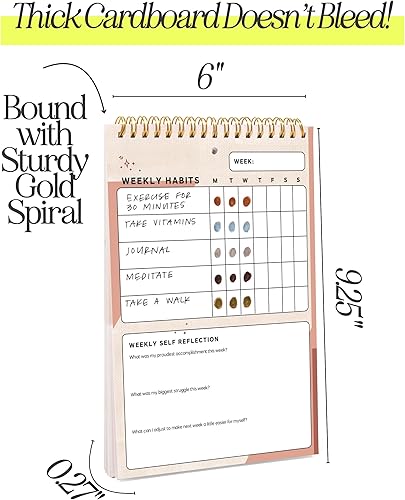 Miniatura 3 de I Know Collection Diario semanal de seguimiento de hábitos, planificador de objetivos de 17 semanas y diario de cuidado personal, rastreador de