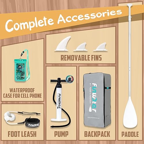 Vista 36 de FunWater Inflatable Stand Up Paddle Board with Premium SUP Paddleboard Accessories, Wide Stable Anti-Slip EVA Deck, 11'/10'6" Paddle Boards for