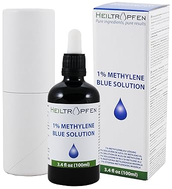 Methylene Blue 1% Solution 3.4 Fl Oz - 100 ml | Ultra High Purity | USP Pharma Grade Ingredients - Third-Party Tested | Formaldehyde Free | Glass Bottle | Heiltropfen
