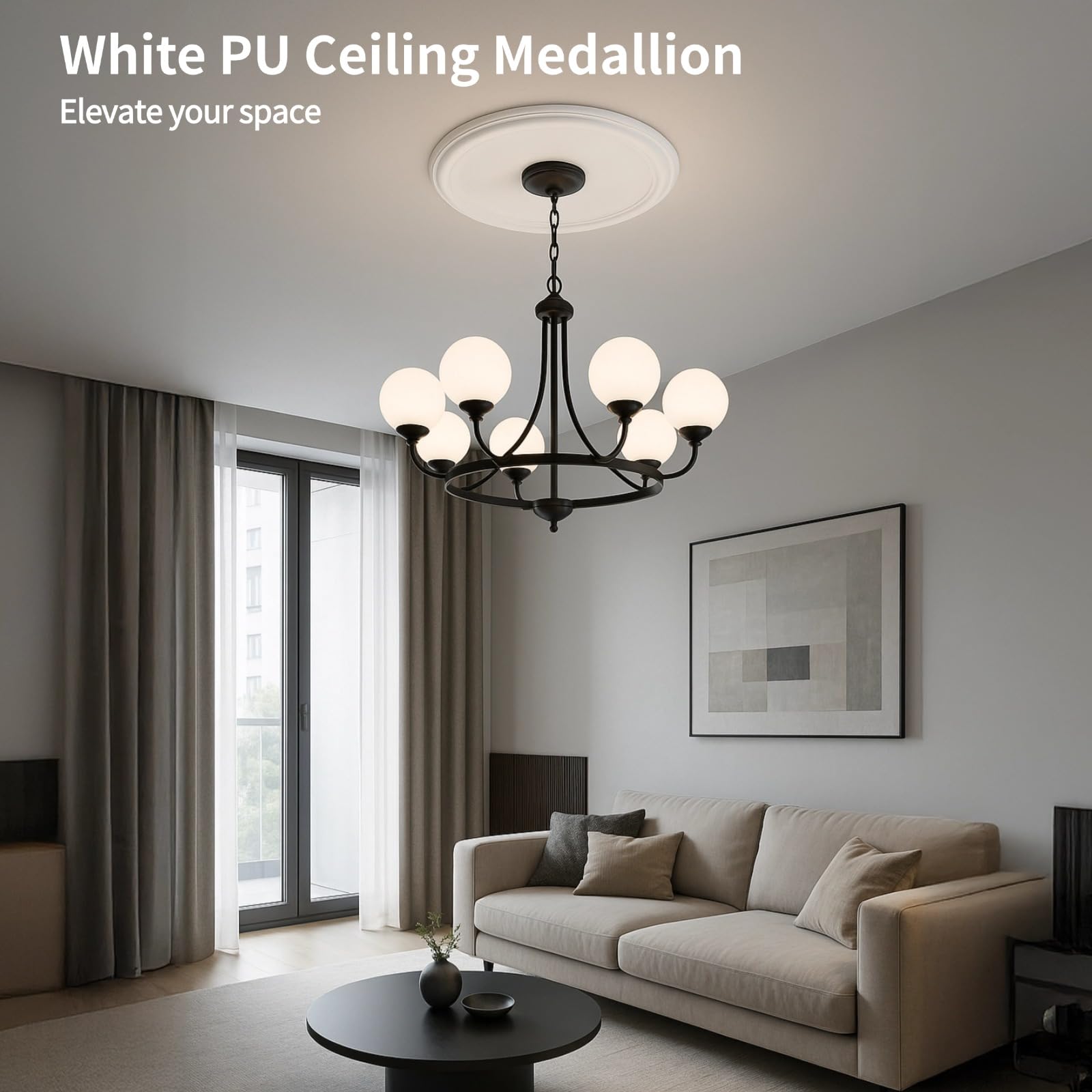Medalion sufitowy do opraw oświetleniowych, 33 cm biały panel lampy PU retro, dekoracyjna osłona świetlna do żyrandoli i wentylatorów sufitowych, prosta w instalacji podstawa do lamp wiszących