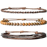 Vista 7 de Handmade Natural Stone Beaded Healing Bracelet Gift for Men Adjustable Rope String Bracelet (picasso jasper, Adjustable)