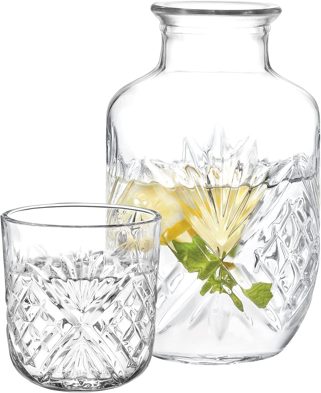 ONS ELITE Bedside Water Carafe with Glass Set Glass Carafe 16 oz