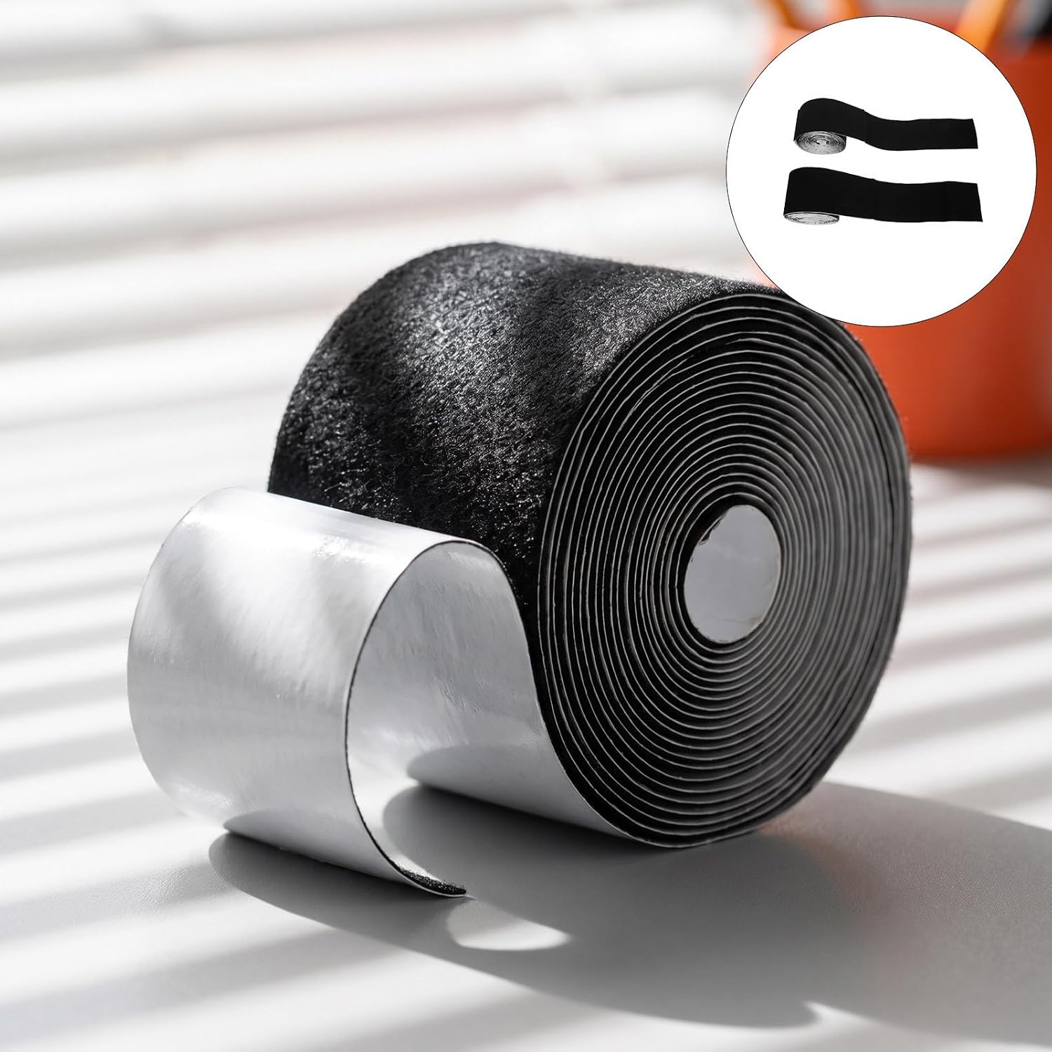 2 Rolls Black Self Adhesive Hook and Loop Strip, 10cm X 5m Roll