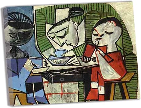 Lasite Pablo PicassoBreakfastWall Art for Bedroom Wall Decor for Home kitchen Office Modern Canvas Artwork Picture on Canvas Ready to Hang30x39cm 12x15inch,Framed